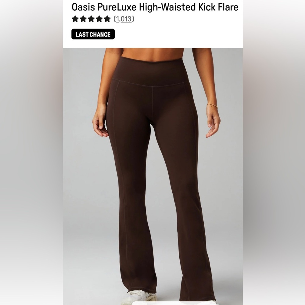 Fabletics High-Waisted Kick Flare leggings in brown